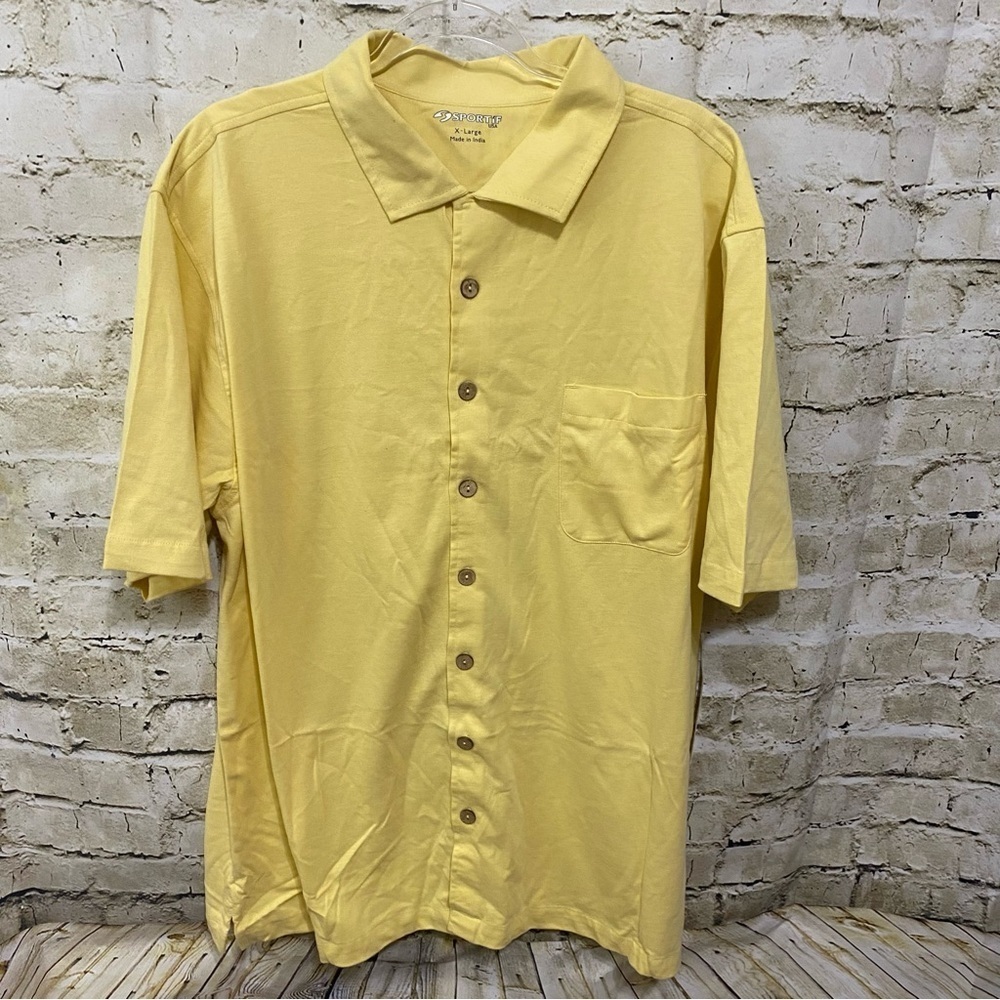 NWT Sportif Butter Yellow Gulf Stream Cotton Button Up Shirt